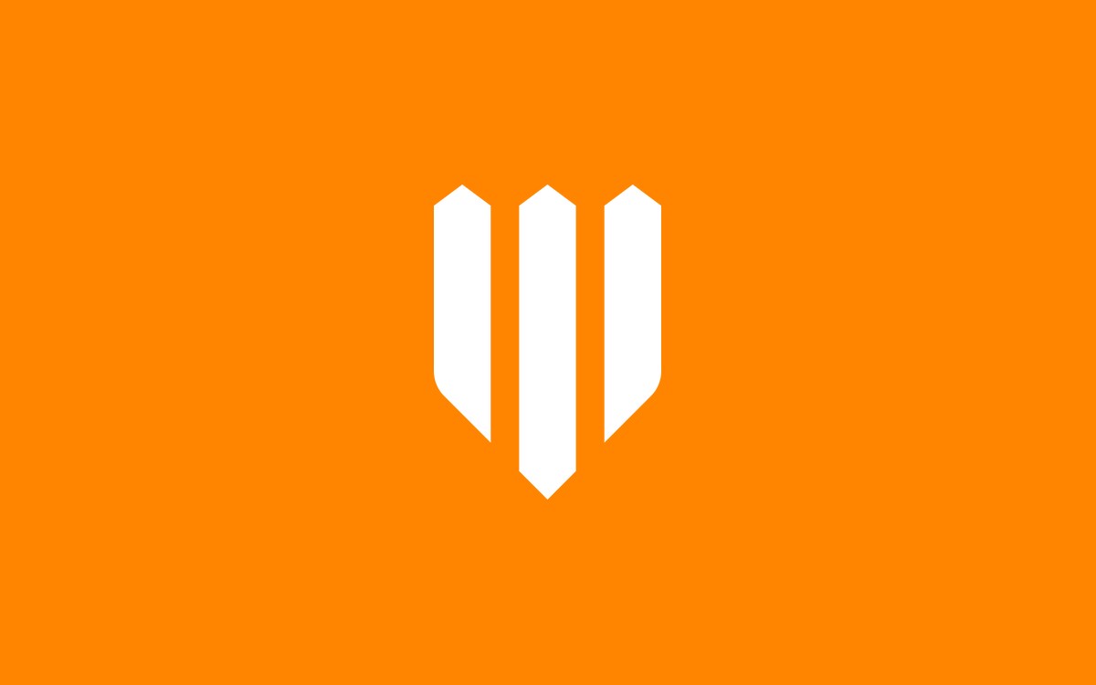 Escudo branco sobre laranja